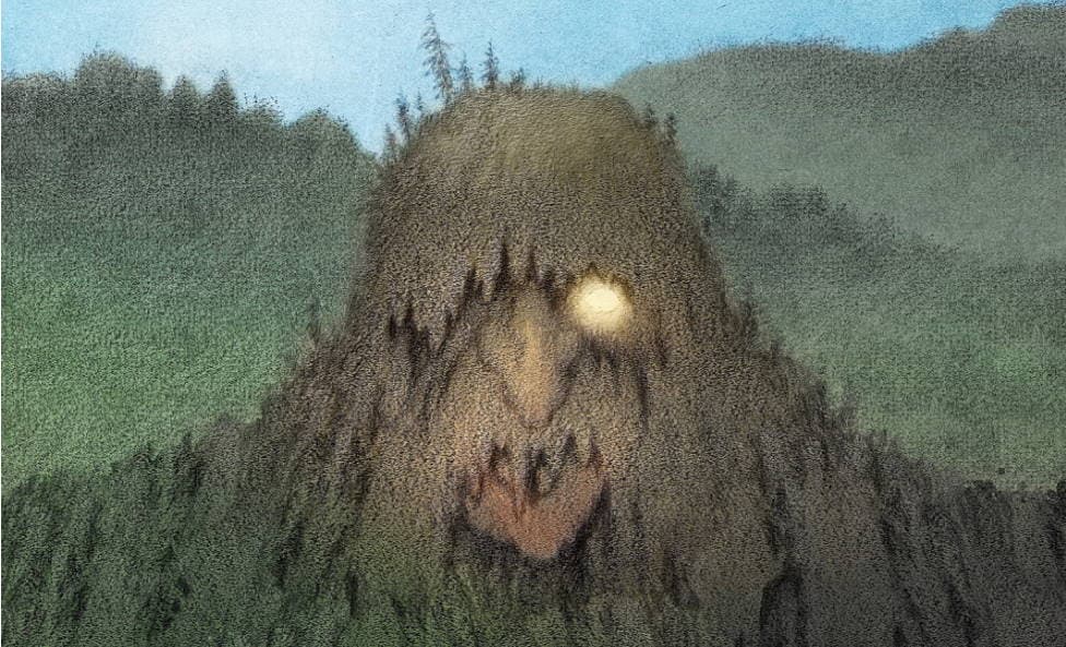 A forest hill that is really a sleeping troll