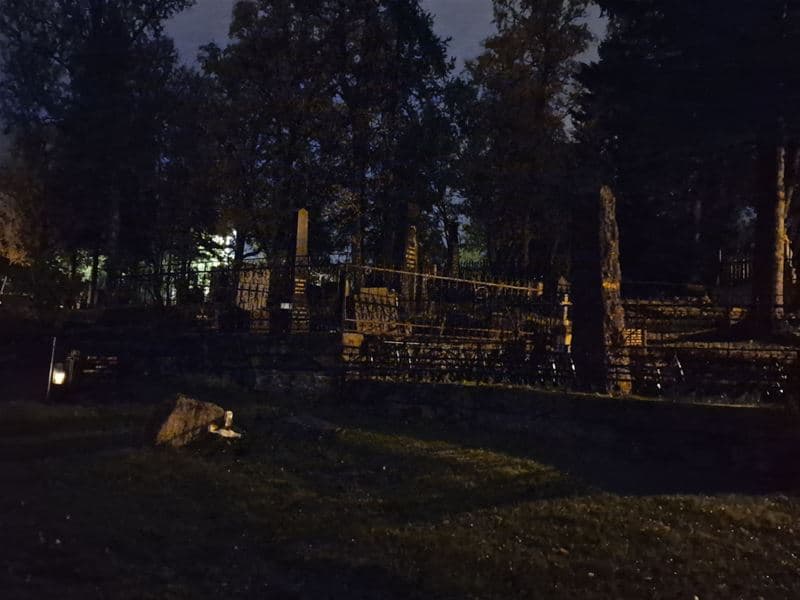 Tromsø Cemetery at night.